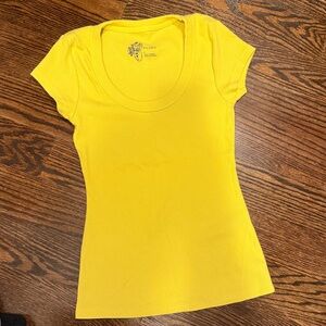 Pilcro Yellow Slim Scoop Neck Tee
